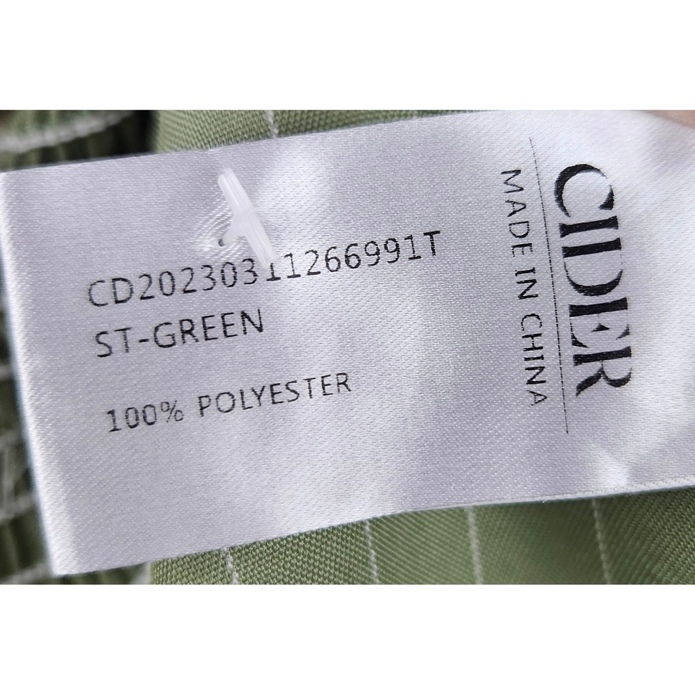 Cider Green Pinstripe Lace Up Side Corset Top Smocked Back 1XL Boho Cottagecore - Picture 5 of 6